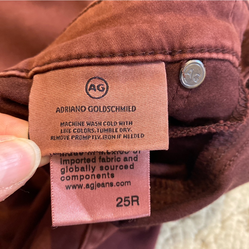 AG Adriano Goldschmied Ankle Burgundy Mid-Rise Skinny Jeans 25R - Picture 7 of 7